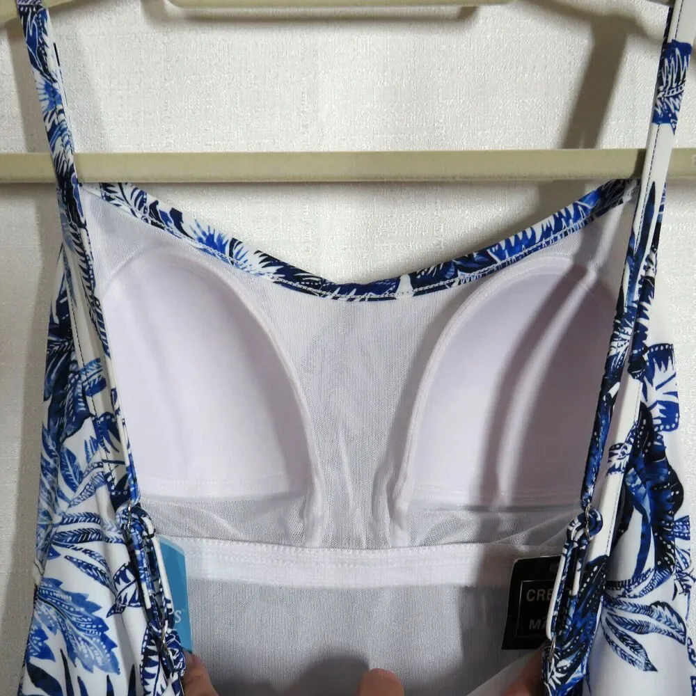 Swim Solutions Floral Padded Wireless Tummy Control Swimsuit Swim Dress Sz 10 - Picture 10 of 12